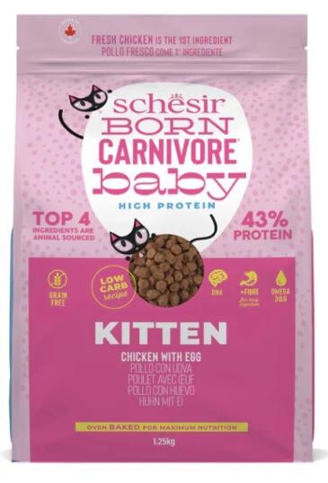 Schesir Born Carnivore Tahılsız Baby Tavuklu Ve Yumurtalı Yavru Kedi Maması 1.25 KG | SRC: Barcode: 8005852138248